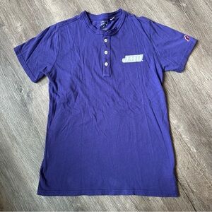 🔴Original League Purple “JMU” Short Sleeve Tee with Classic Button Collar